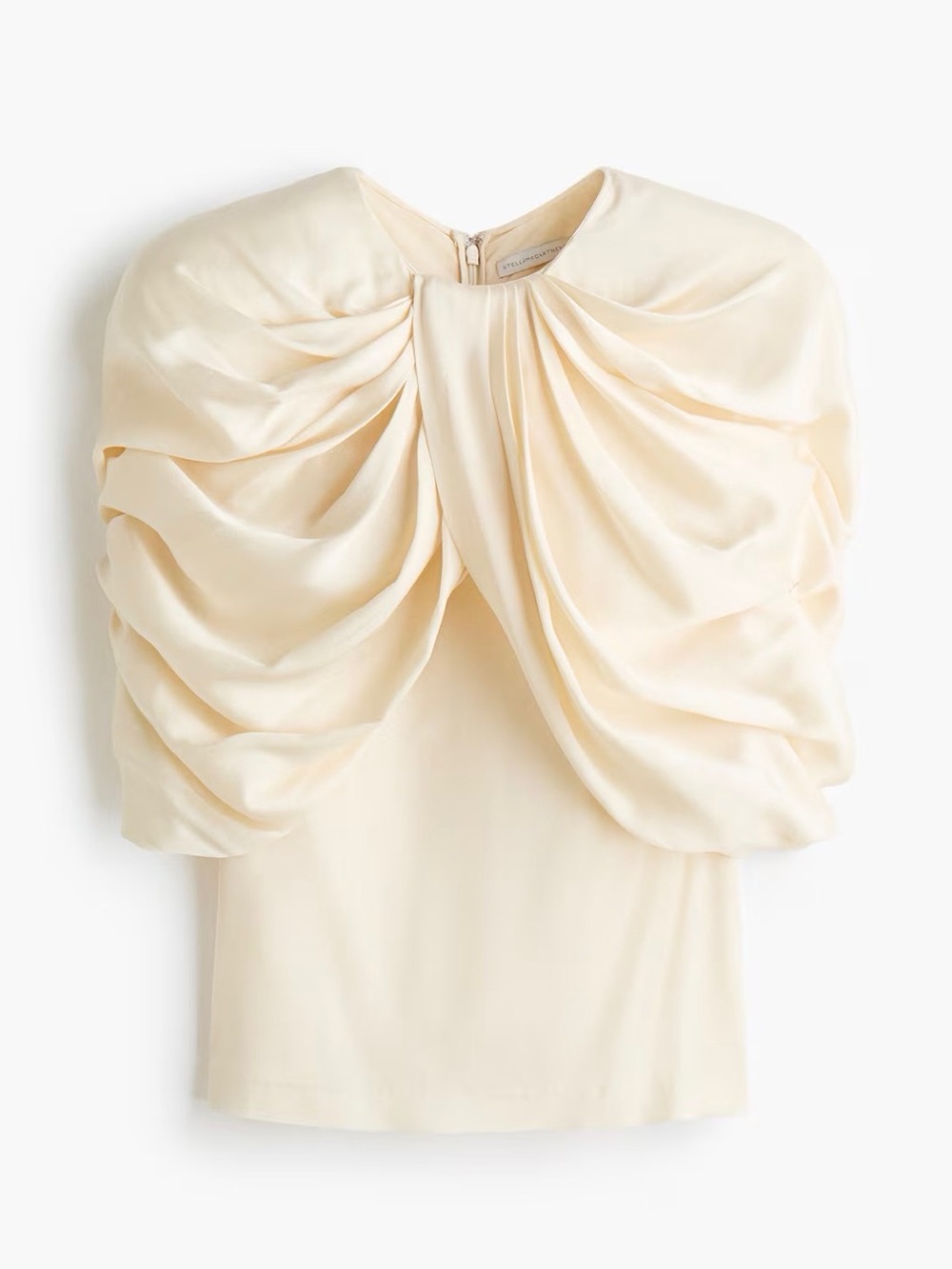 Elegant Cream Draped Satin Women’s Top